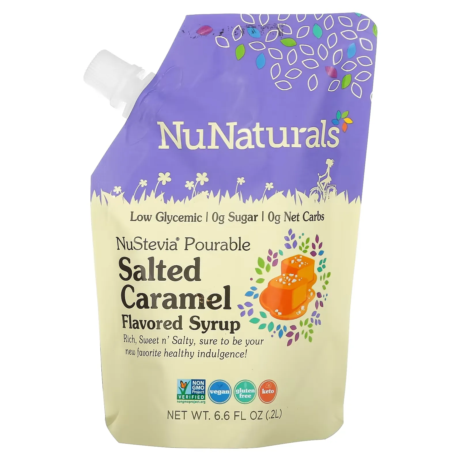 NuStevia, Pourable Salted Caramel Flavored Syrup, 6.6 fl oz (.2 l)