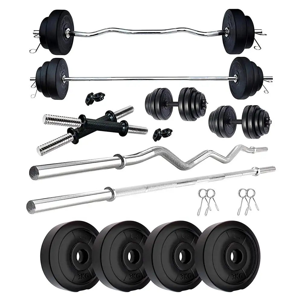 HUSTLE FITNESS PVC 12 Kg Combo Home Gym Kit 2