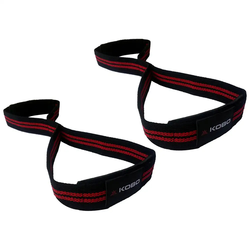 KOBO Figure 8 Neoprene-Padded Lifting Straps (WTA-33),  Red  Free Size