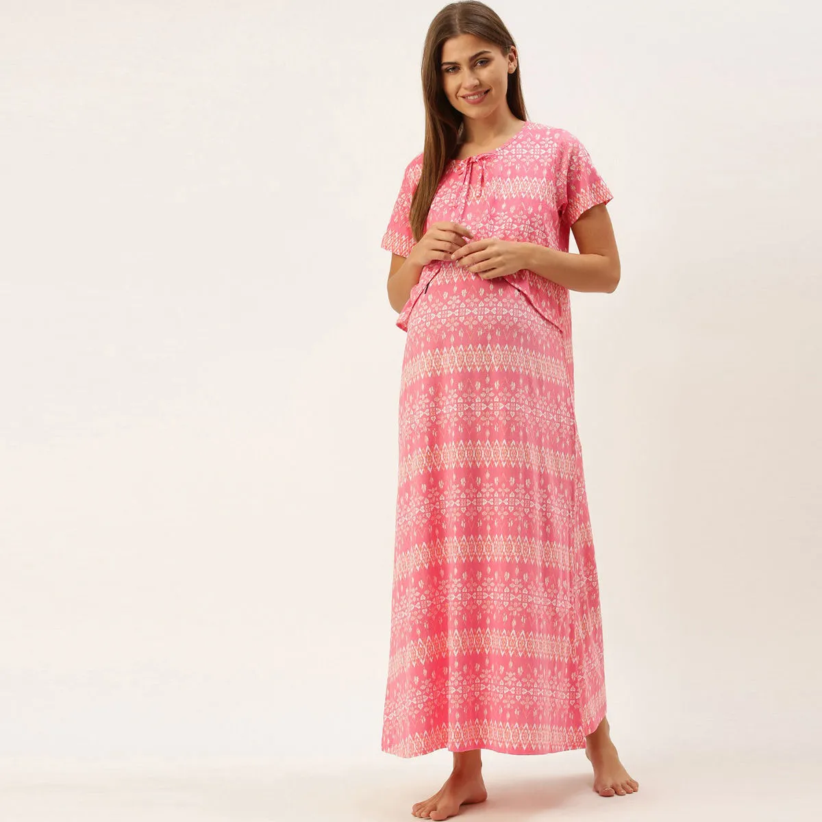 Nejo Feeding/Nursing Maternity Night Dress - Pink