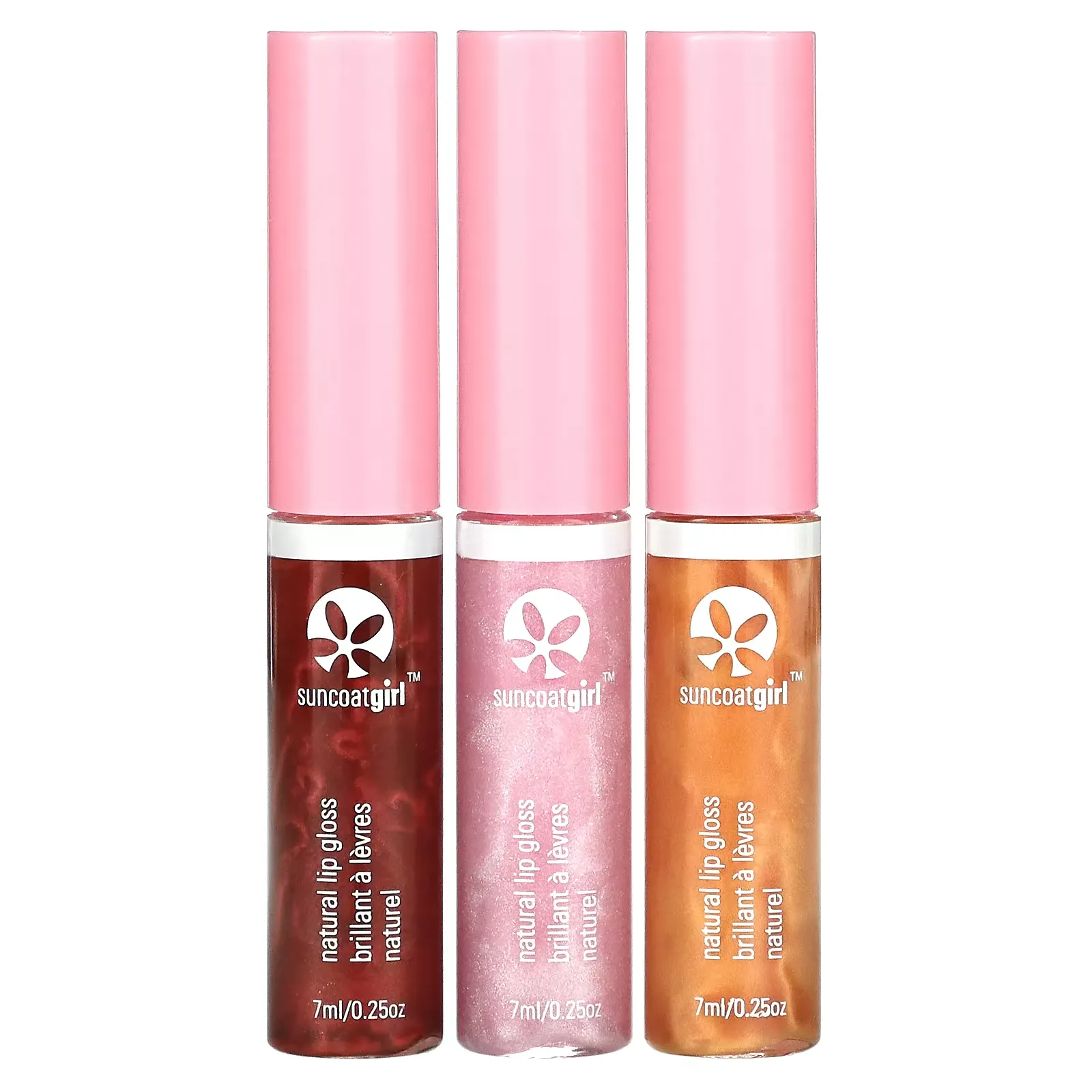 All Natural Lip Gloss, 3 Piece Set, 0.23 oz (7 ml) Each