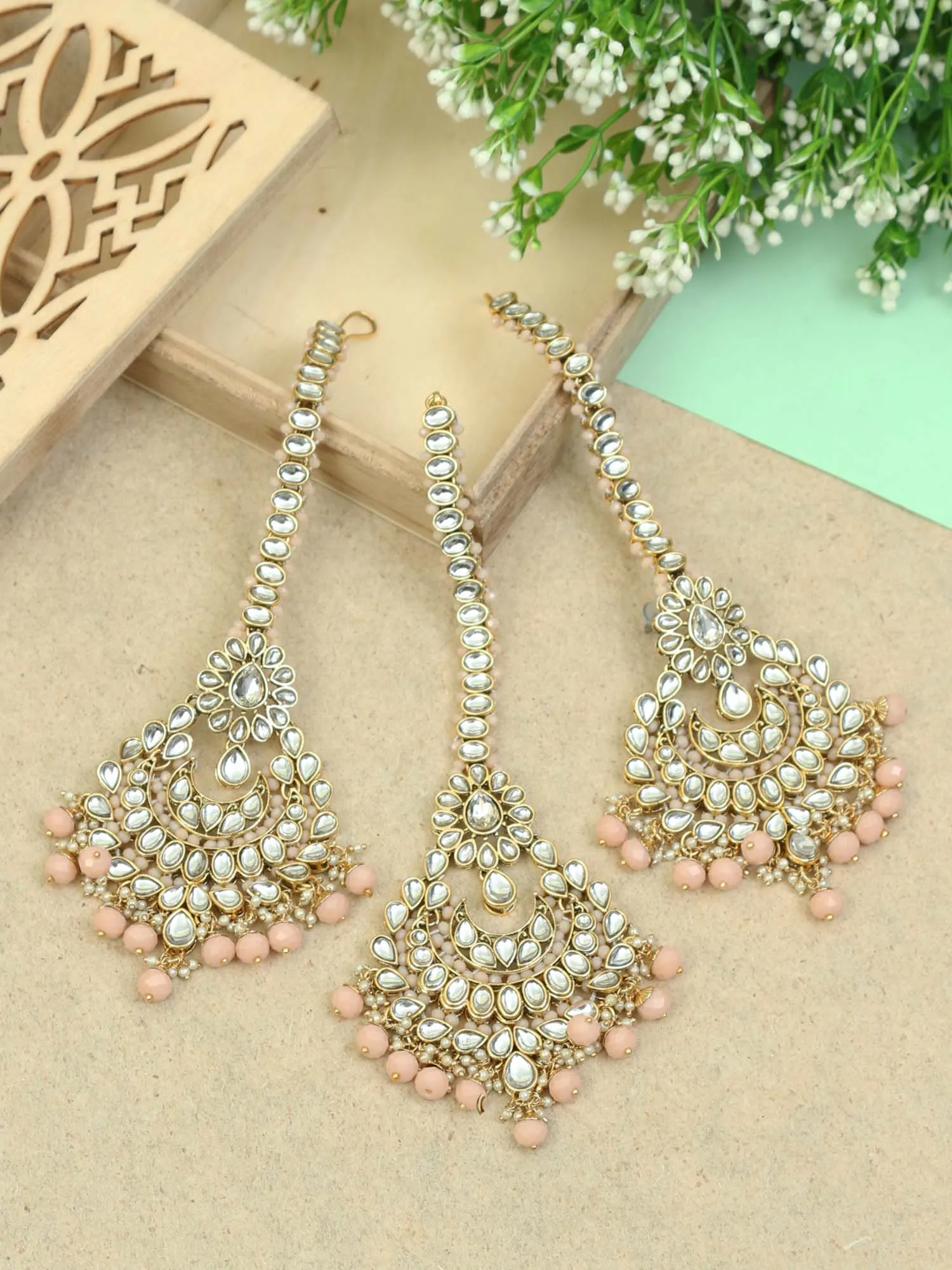 Bling Bag Peach Rita Maang Tikka Set