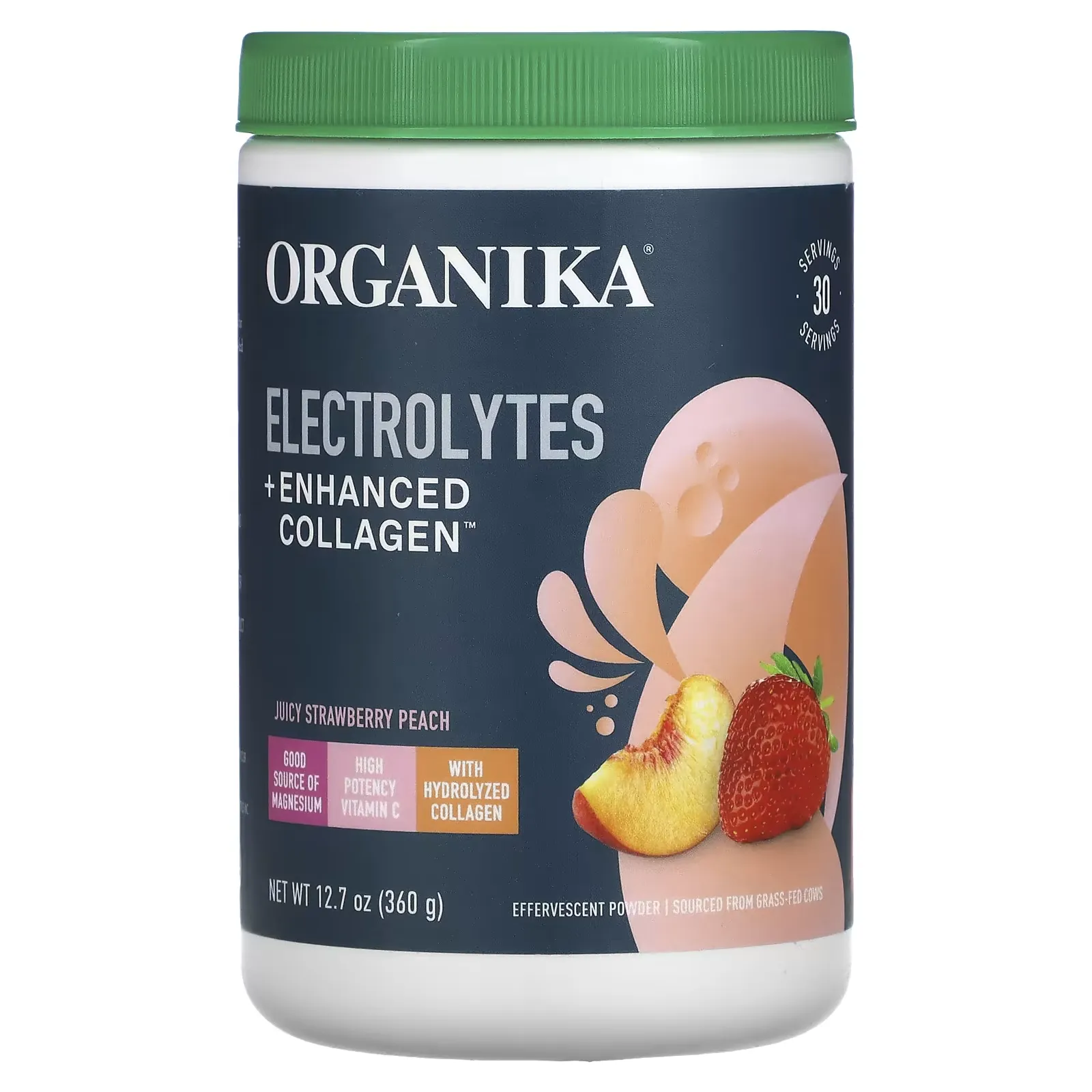 Electrolytes + Enhanced Collagen, Juicy Strawberry Peach, 12.7 oz (360 g)