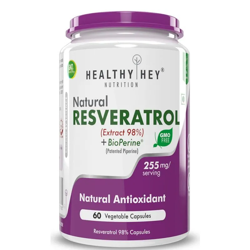 HealthyHey Nutrition Resveratrol + Bioperine For Absorption Veg Capsules