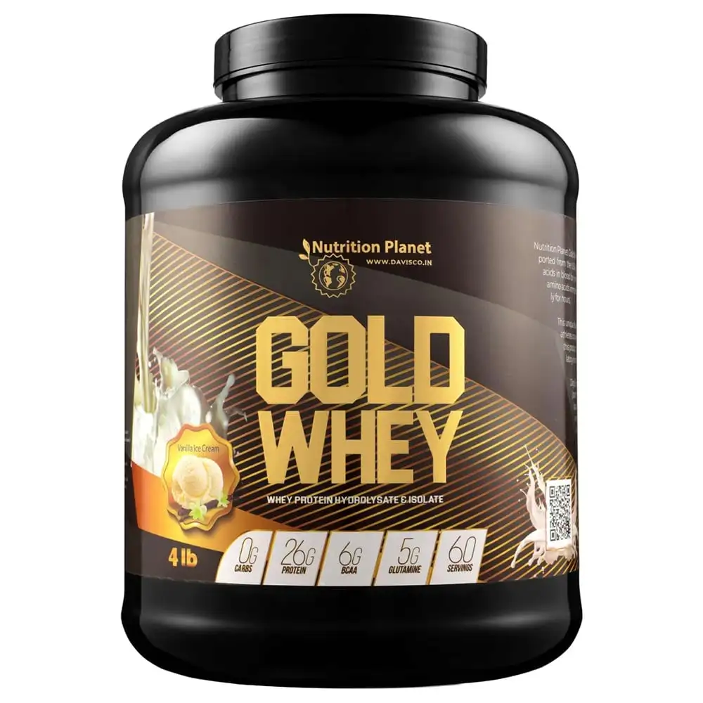 Nutrition Planet Gold Whey with Added DigeZyme,  4 lb  Vanilla Ice Cream