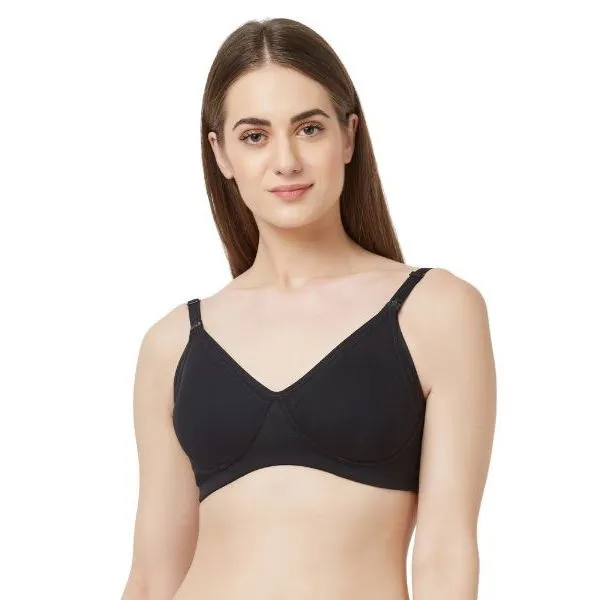 SOIE Women'S Non-Padded Non-Wired Maternity Bra - Black