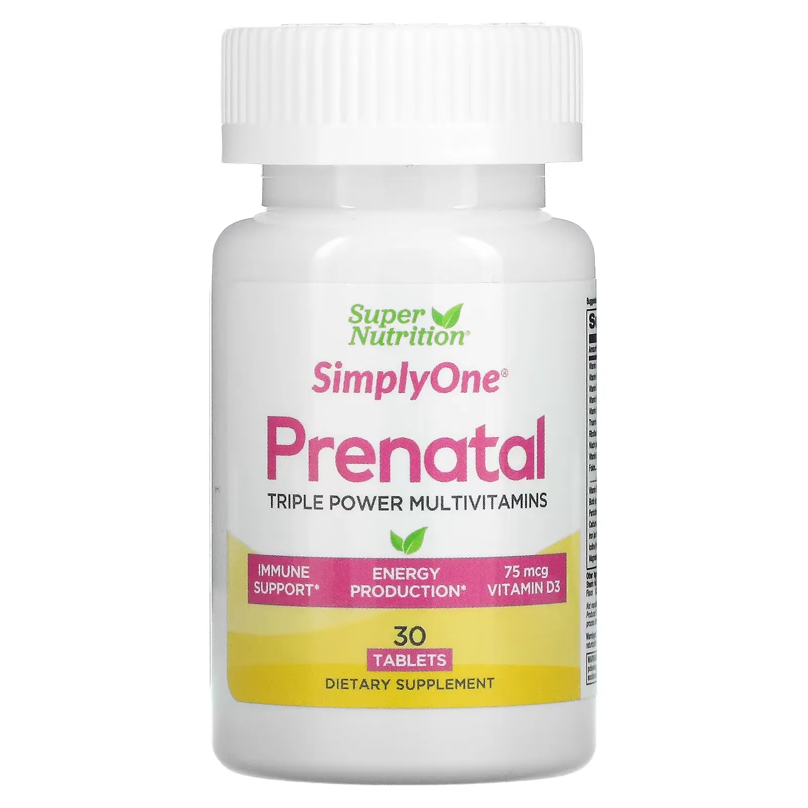 SimplyOne, PreNatal, Triple Power Multivitamins, 30 Tablets