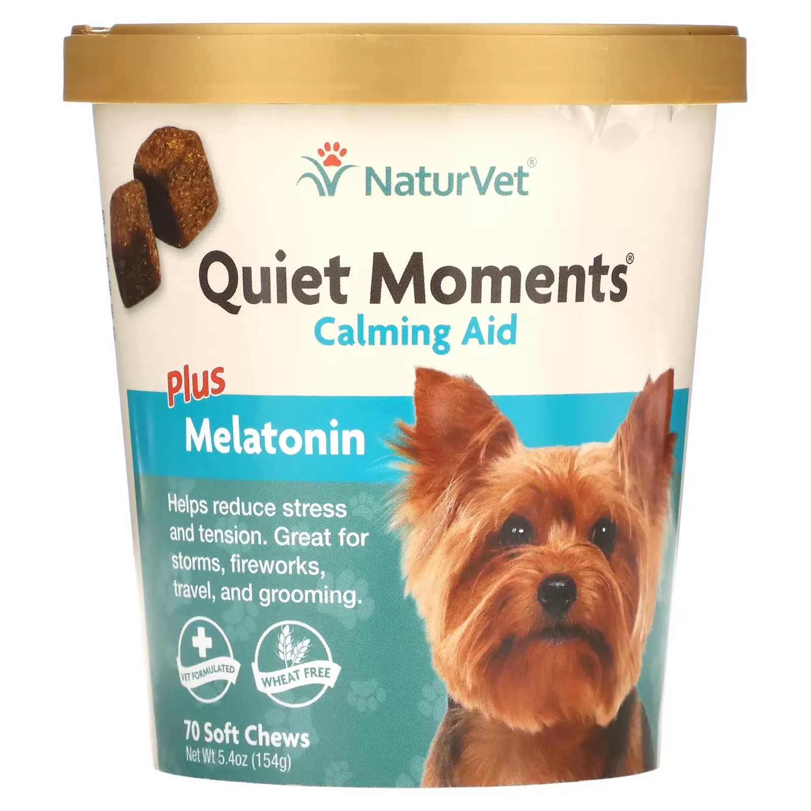 Quiet Moments, Calming Aid Plus Melatonin, For Dogs, 70 Soft Chews, 5.4 oz (154 g)