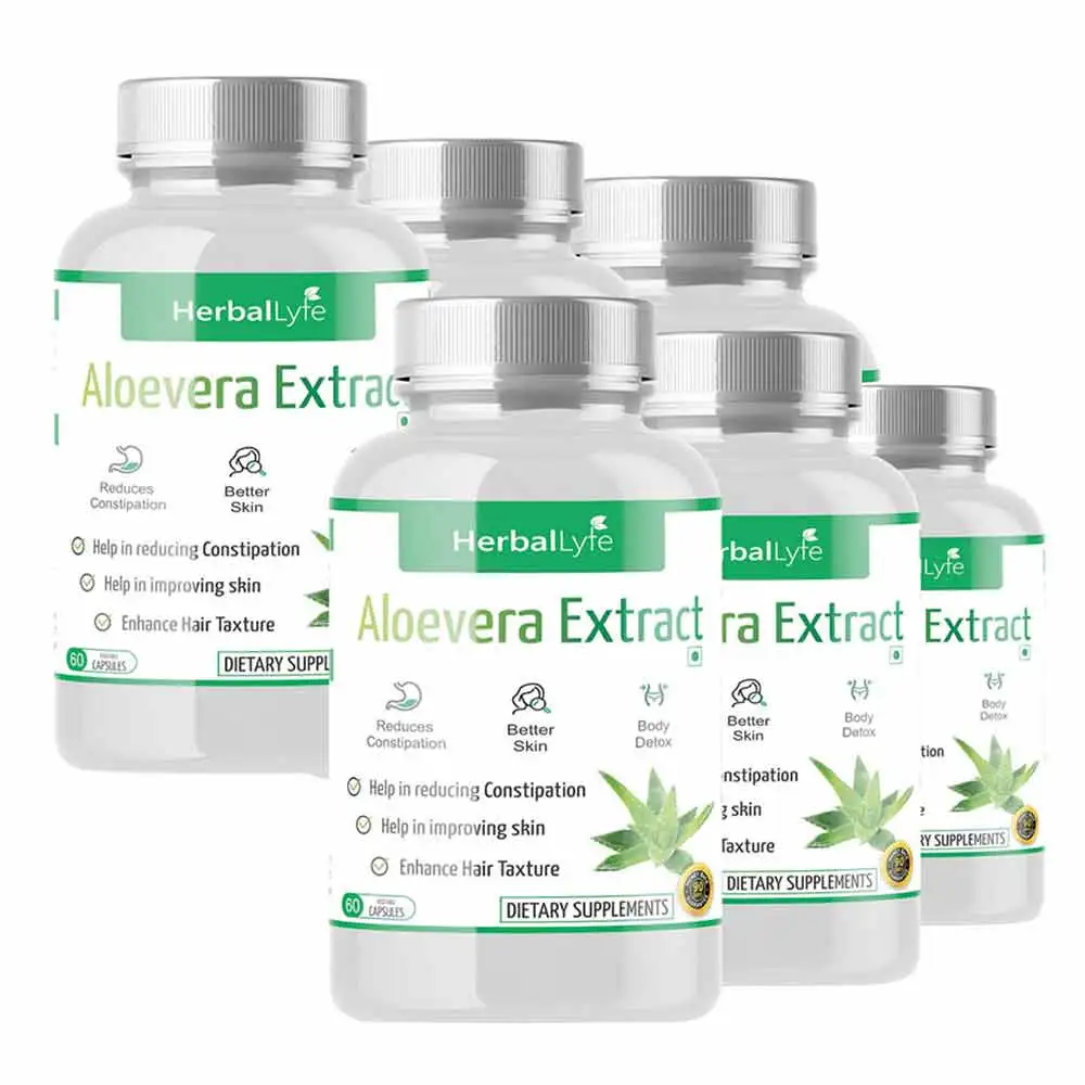 Herballyfe Alovera Extract 800mg (Pack of 6),  60 capsules