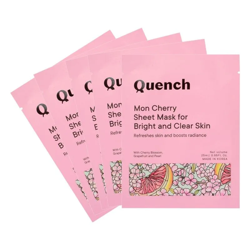 Quench Mon Cherry Sheet Mask For Bright And Clear Skin | Skin-Rejuvenating Formulas - Pack Of 5