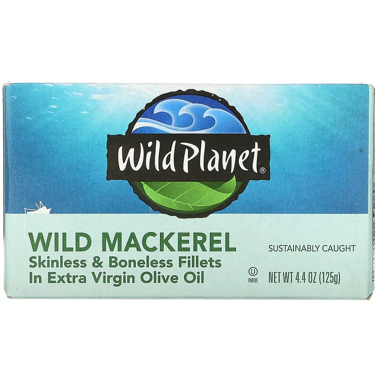 Wild Mackerel, Skinless & Boneless Fillets in Extra Virgin Olive Oil, 4.4 oz (125 g)