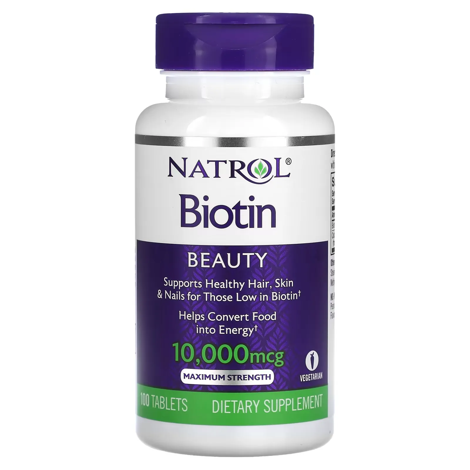 Biotin, Maximum Strength, 10,000 mcg, 100 Tablets