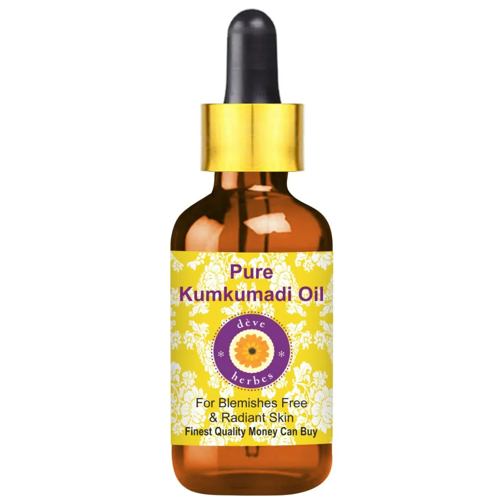 Deve Herbes Pure Kumkumadi Oil For Blemishes Free And Radiant Skin With Glass Dropper