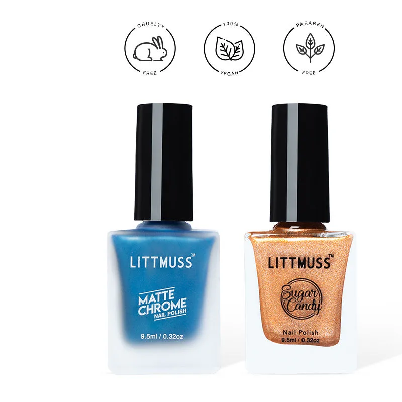 Littmuss Look Classy - Matte Chrome & Sugar Candy Nail Polish Combo