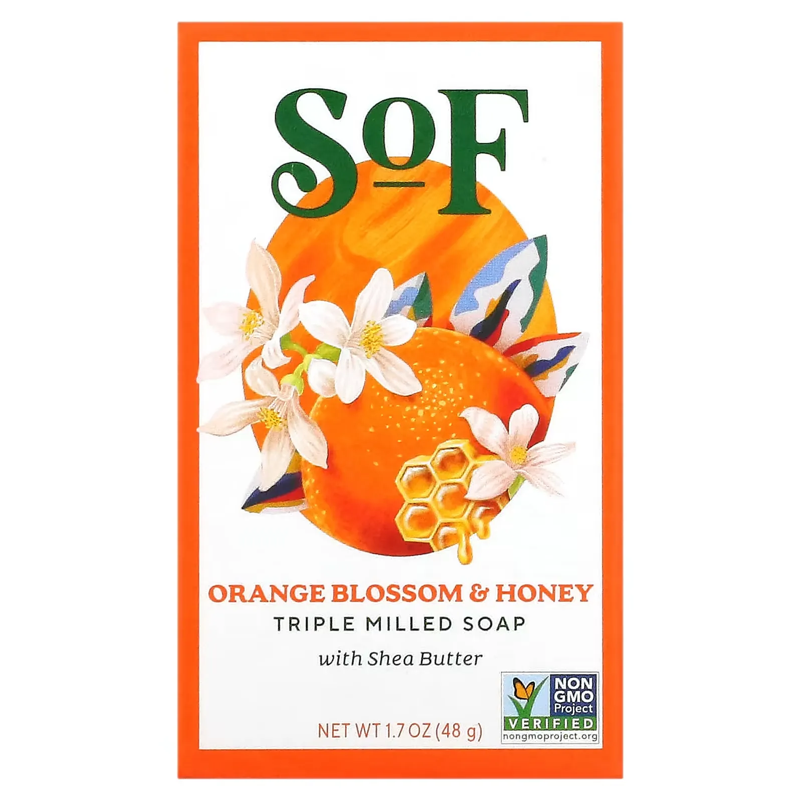 Triple Milled Bar Soap with Shea Butter, Orange Blossom & Honey, 1.7 oz (48 g)