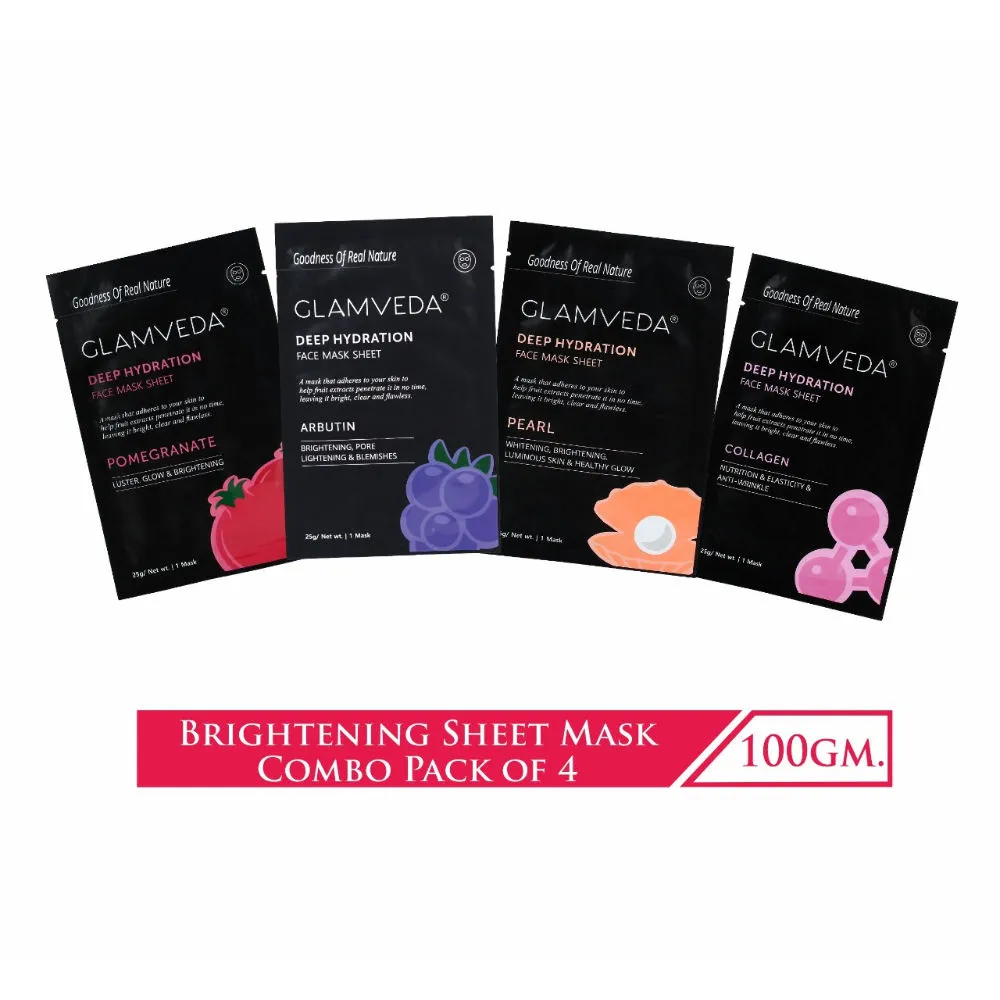 Glamveda Deep Hydartion Unisex Brightening Sheet Mask Combo Pack