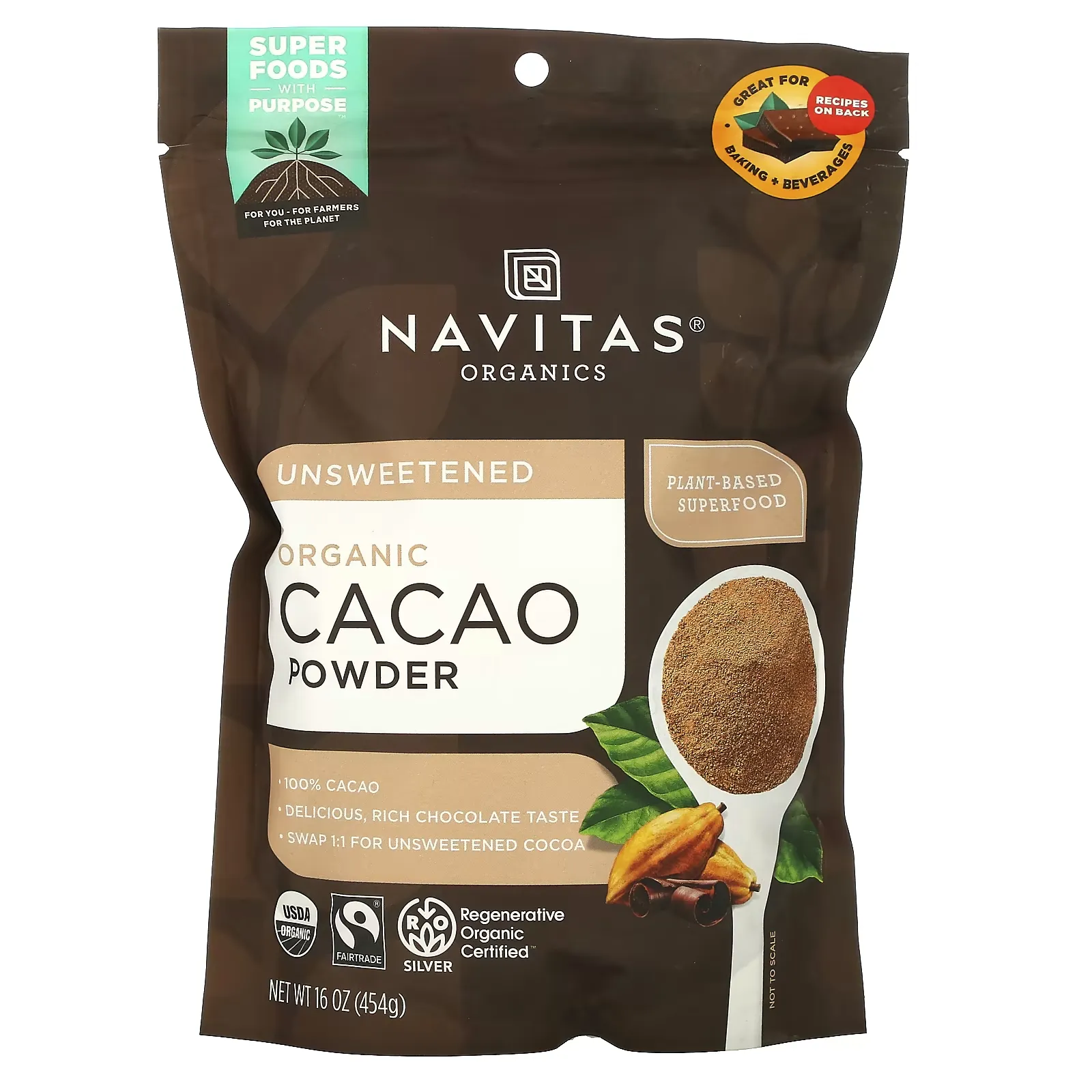 Organic Cacao Powder, 16 oz (454 g)