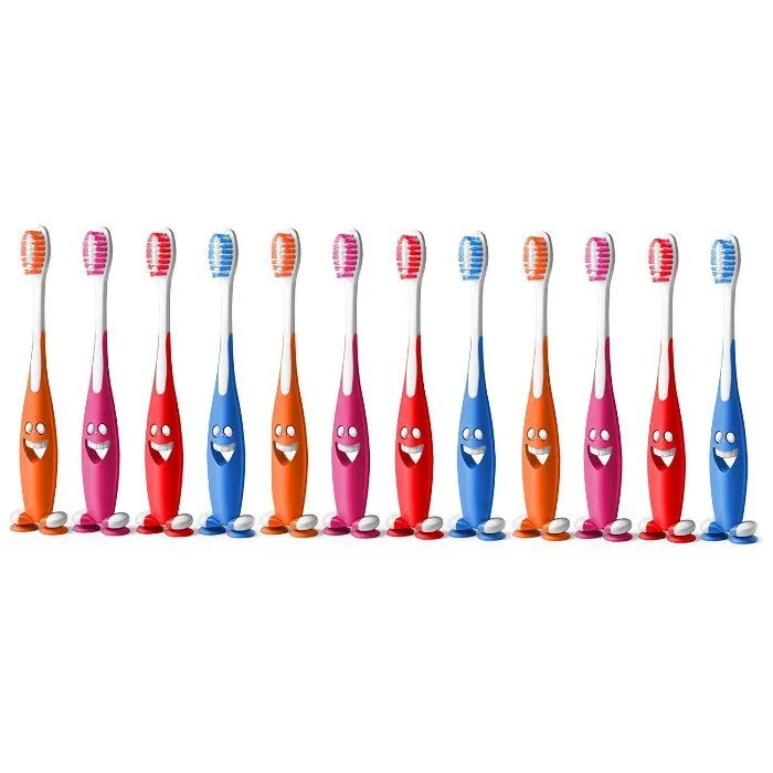 aquawhite Junior Toothbrush Smiley Design Pack of 12 - Multicolor