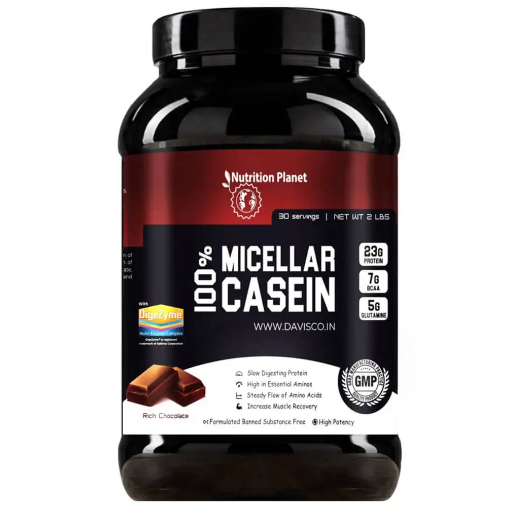 Nutrition Planet 100% Micellar Casein with Added DigeZyme,  2 lb  Chocolate