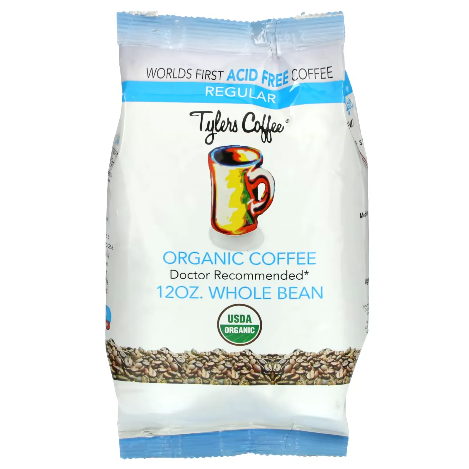 Organic Coffee, Whole Bean, Regular, 12 oz