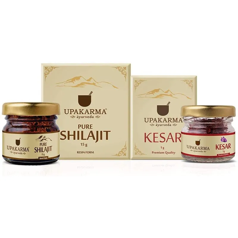 Upakarma Ayurveda Natural & Pure Resin Raw Shilajit with Kesar