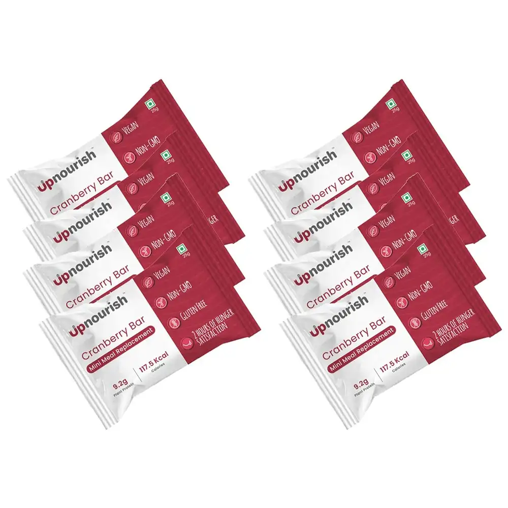 Upnourish Vegan Mini Meal Replacement Bars,  8 bar(s)  Cranberry