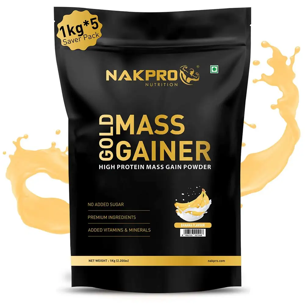 Nakpro Gold Mass Gainer,  2.2 lb  Banana (Pack of 5)