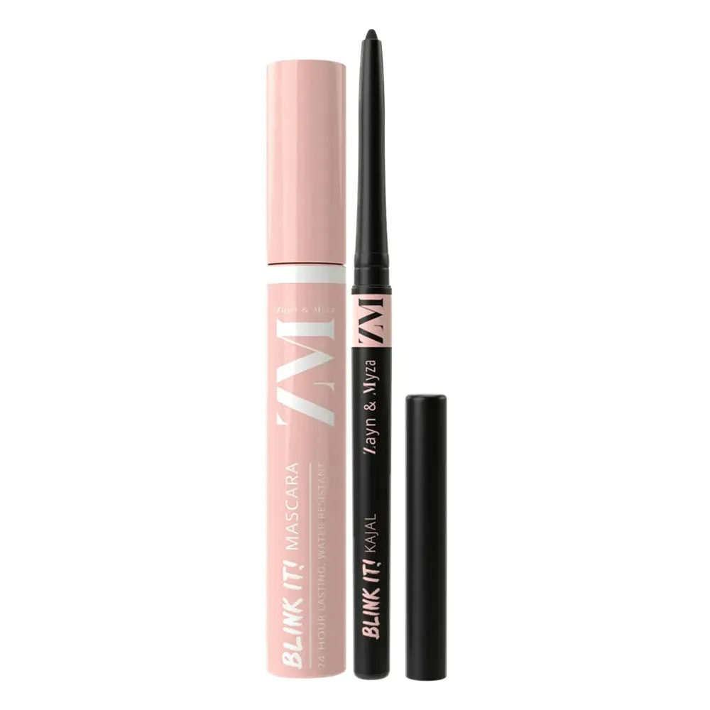 ZM Zayn & Myza Eye Makeup Essentials Kit - 24 Hour Long Lasting Waterproof Mascara +Blink It Kajal