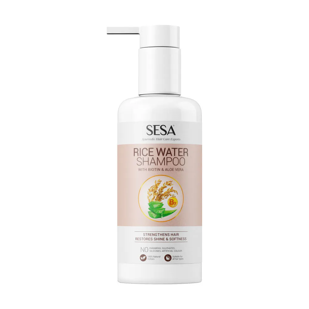 SESA Rice Water Shampoo With Biotin & Aloe Vera For Soft & Shiny Hair, No Sulphates