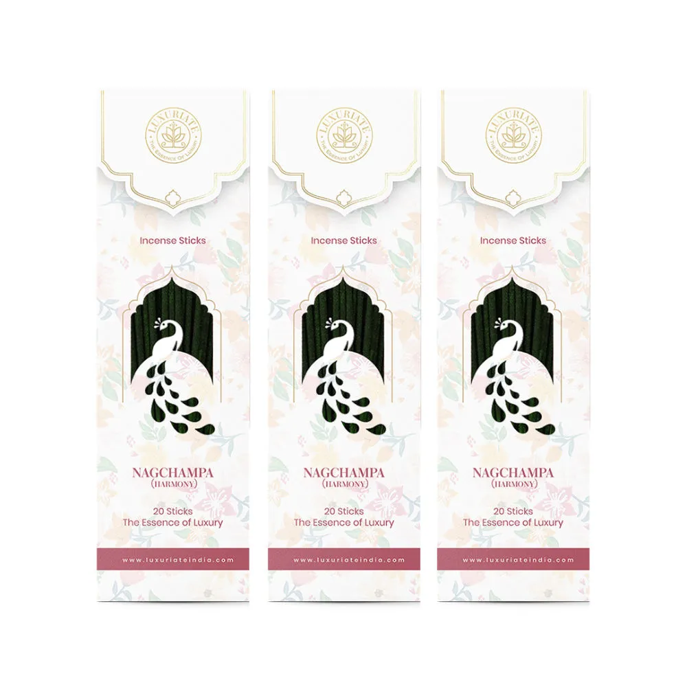 Luxuriate Nag Champa Incense Agarbatti Sticks - Pack of 3