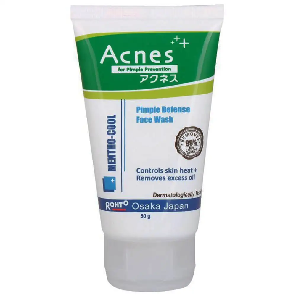 Acnes Mentho Cool Pimple Defense Face Wash,  50 g  for Pimple Prevention