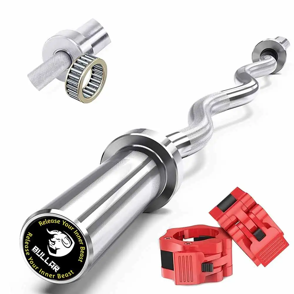 BULLAR 4 Feet Olympic Barbell Rod,  Silver (Clamp Lock)