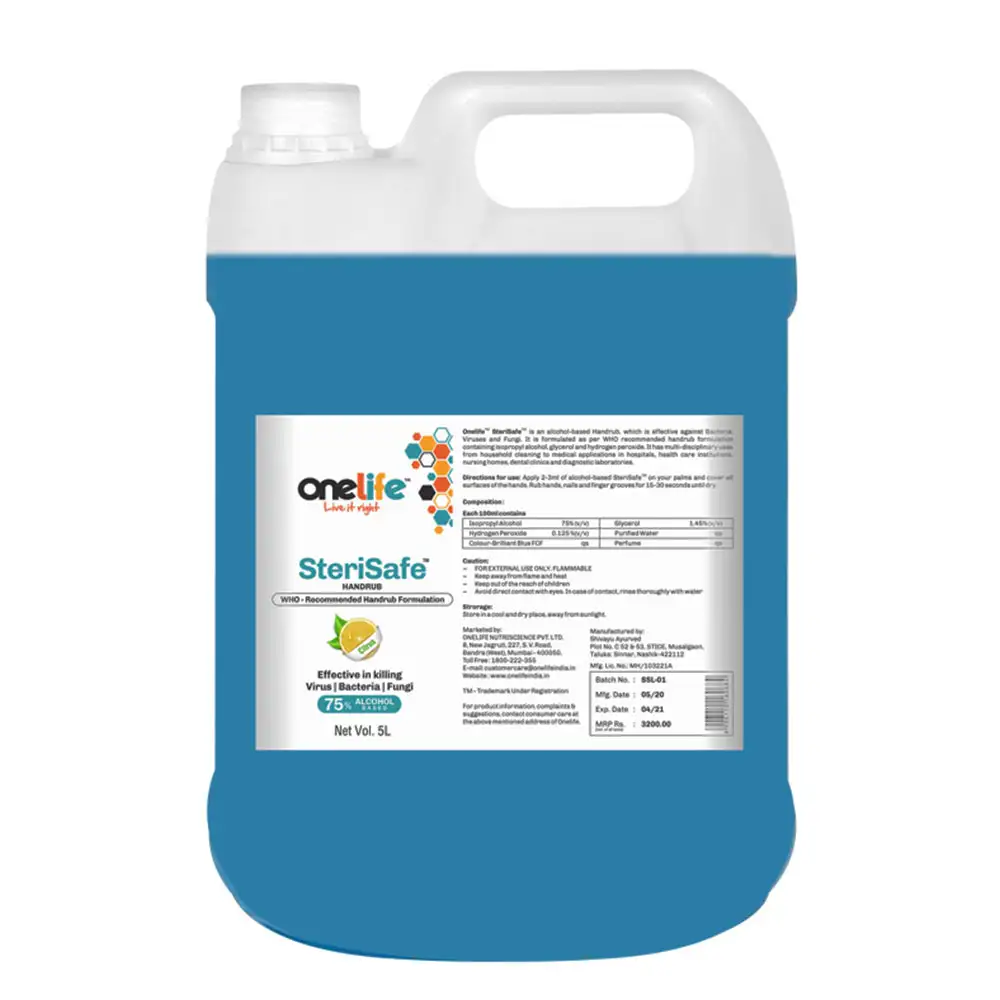 OneLife SteriSafe Hand Rub,  Citrus  5 L  Effective in Killing Virus, Bacteria, Fungi