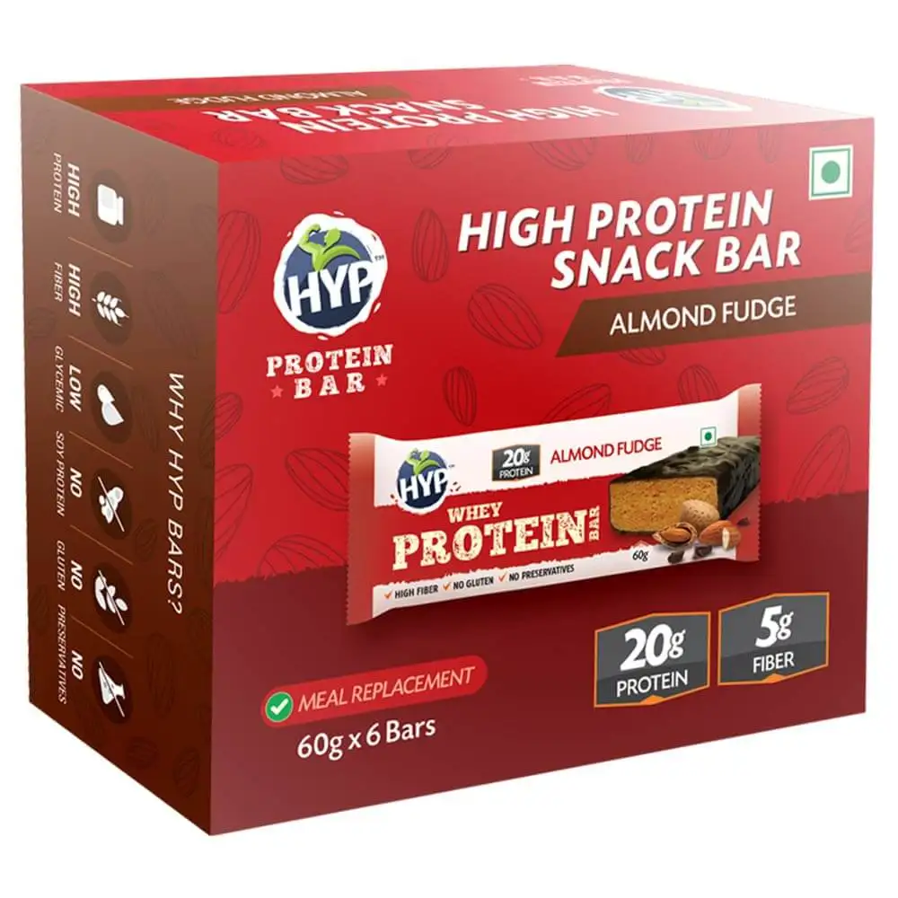 Hyp Whey Protein Bar (20g Protein),  6 bar(s)  Almond Fudge