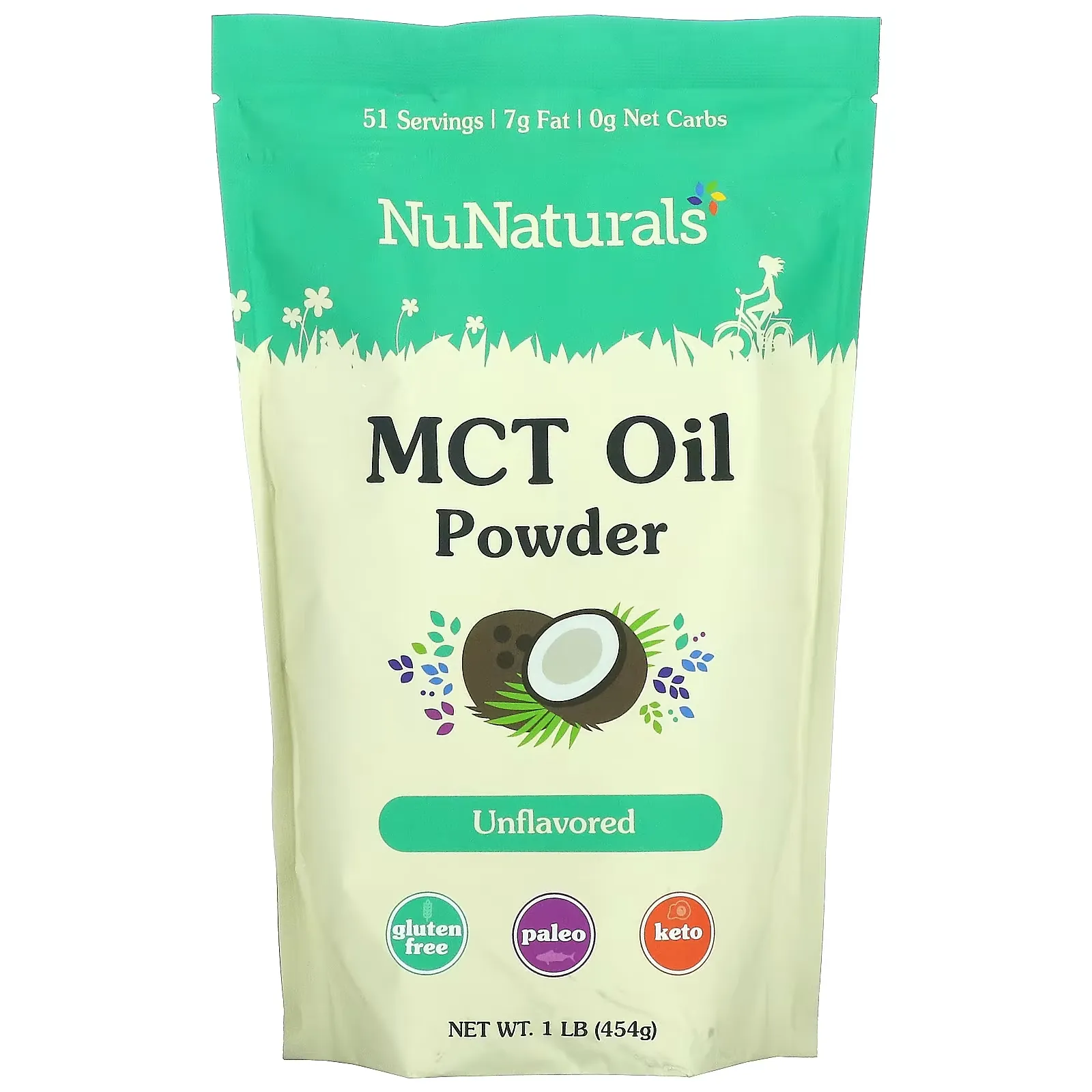 MCT Oil Powder, Unflavored, 1 lb (454 g)