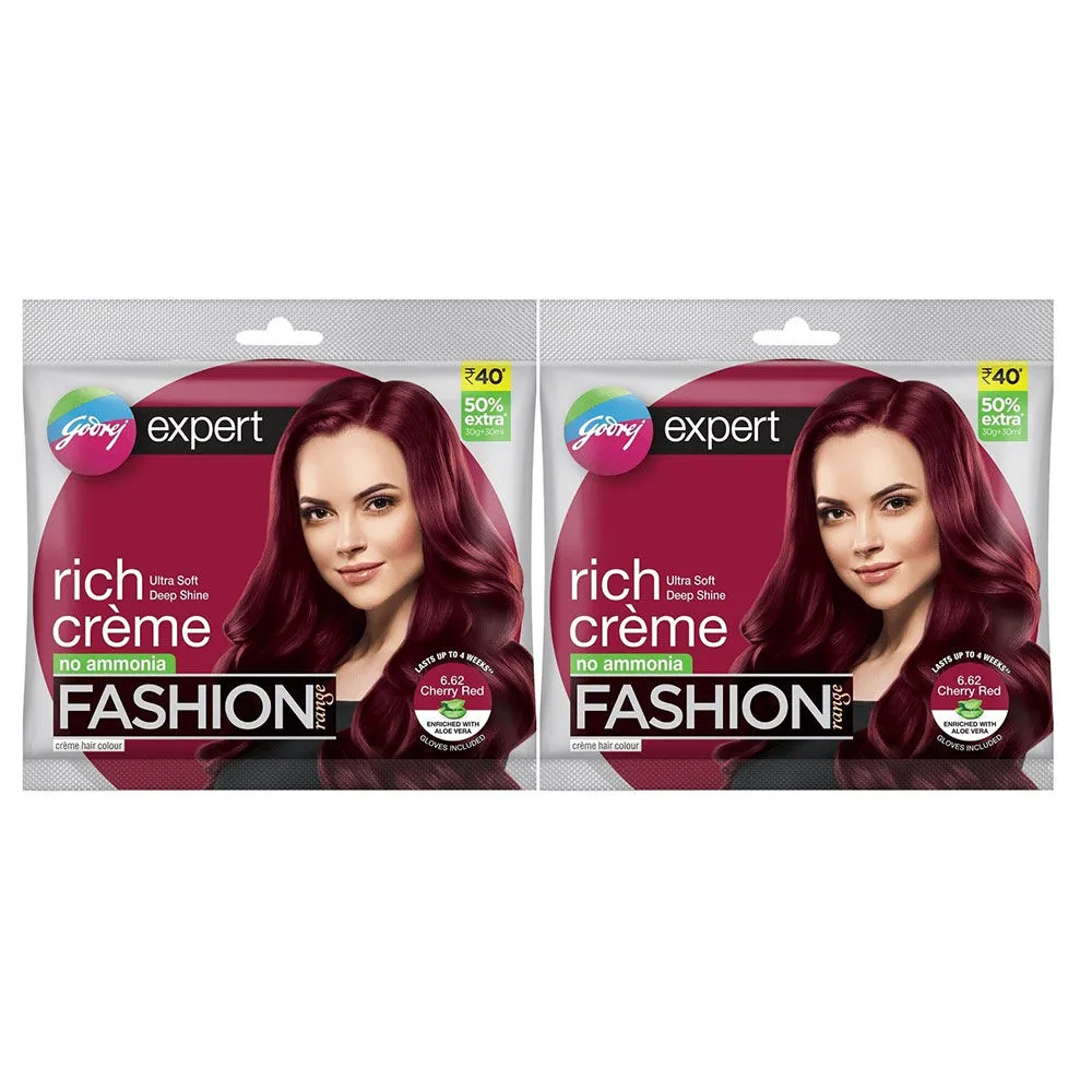 Godrej Expert Rich Creme Fashion Shade, Cherry Red (30gm+30ml) - Pack of 2