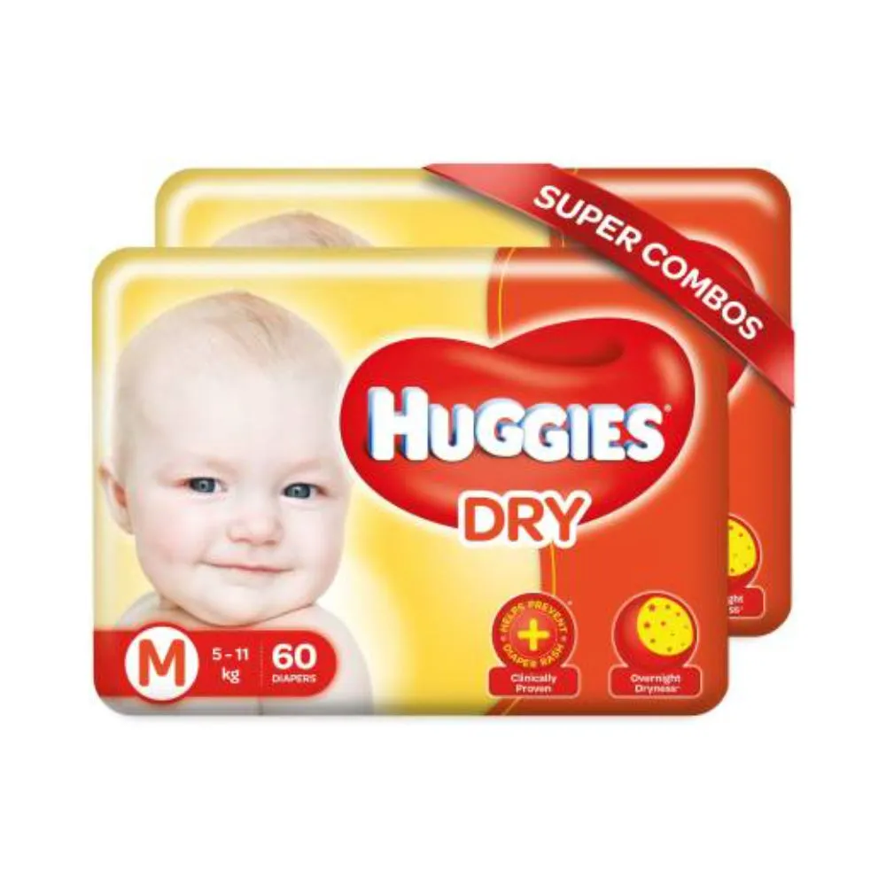 Huggies New Dry Medium Size Diapers Combo - Pack Of 2