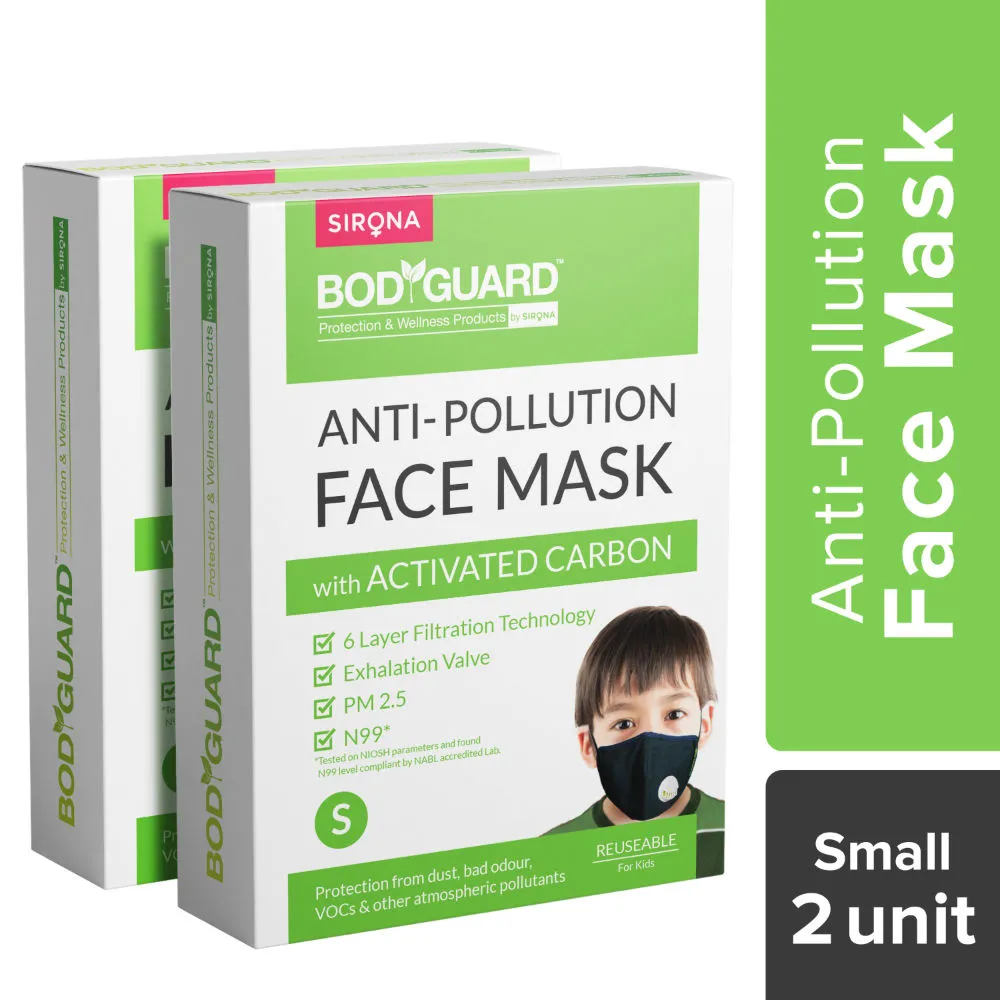 BodyGuard Reusable Anti Pollution Face Mask for Kids (Pack of 2)