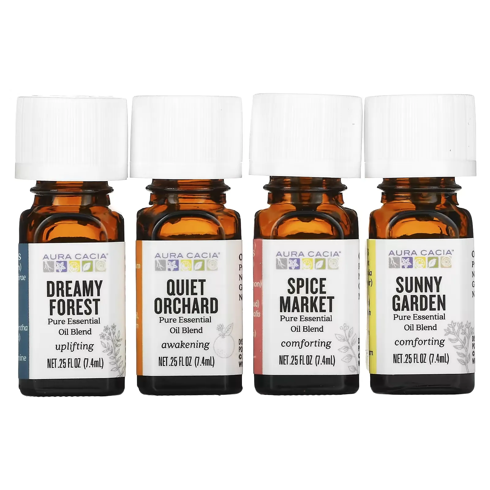 Journey Kit, Essential Oil Diffusion Blends, 4 Bottles, 0.25 fl oz (7.4 ml) Each