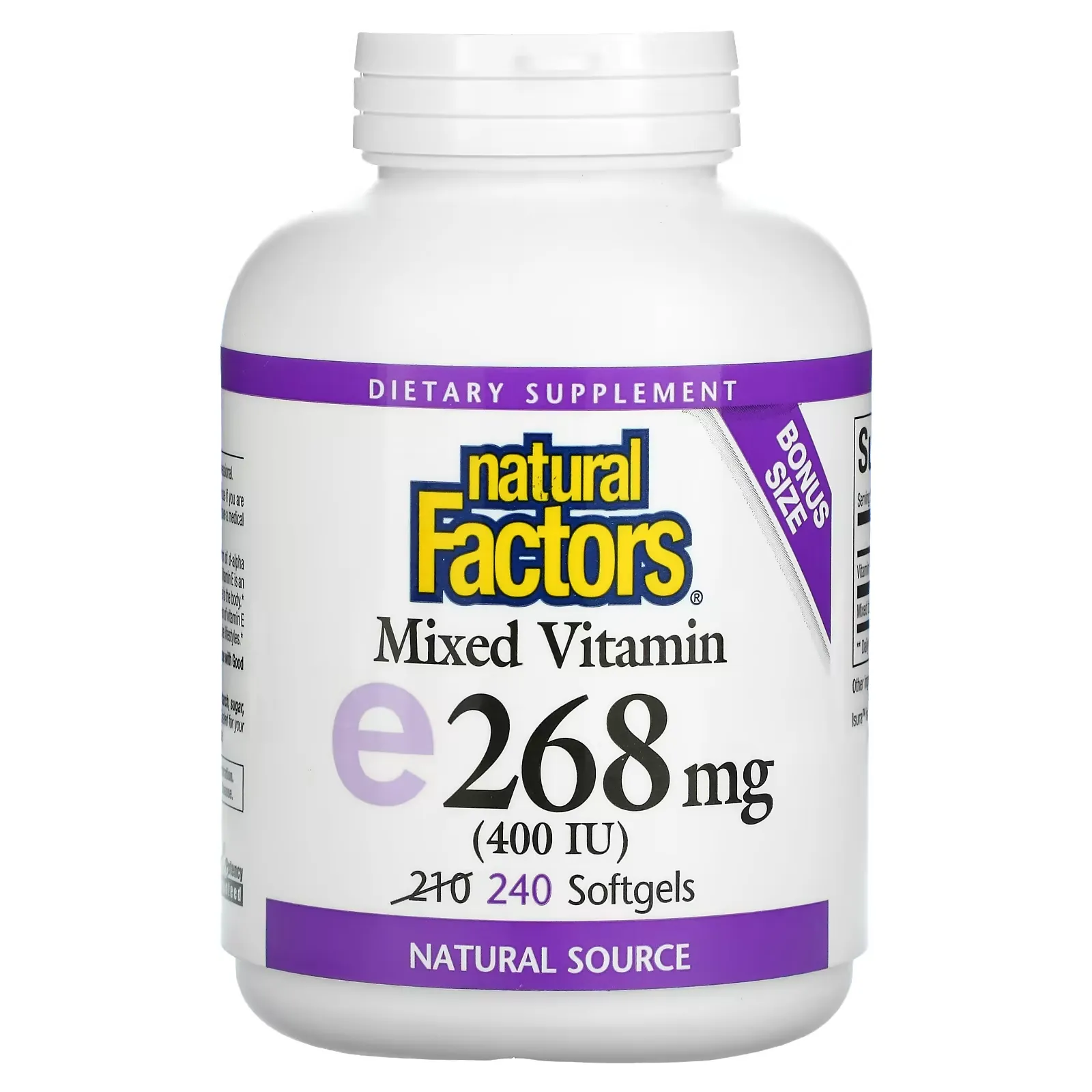 Mixed Vitamin E, 268 mg (400 IU), 240 Softgels