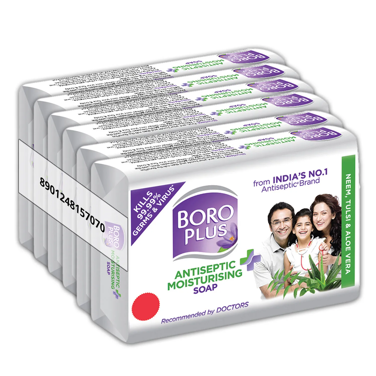 BoroPlus Antiseptic + Moisturising Soap Neem Tulsi & Aloe Vera - Pack of 6