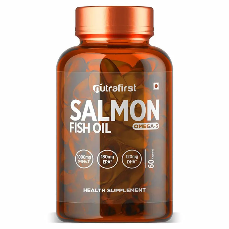 Nutrafirst Salmon Fish Oil Capsules With Omega-3 (1000mg), EPA (180mg) & DHA (120mg)