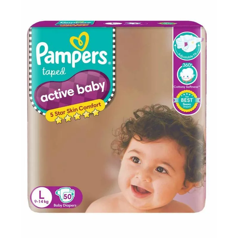 Pampers Active Baby Diapers Large - 50 Pack