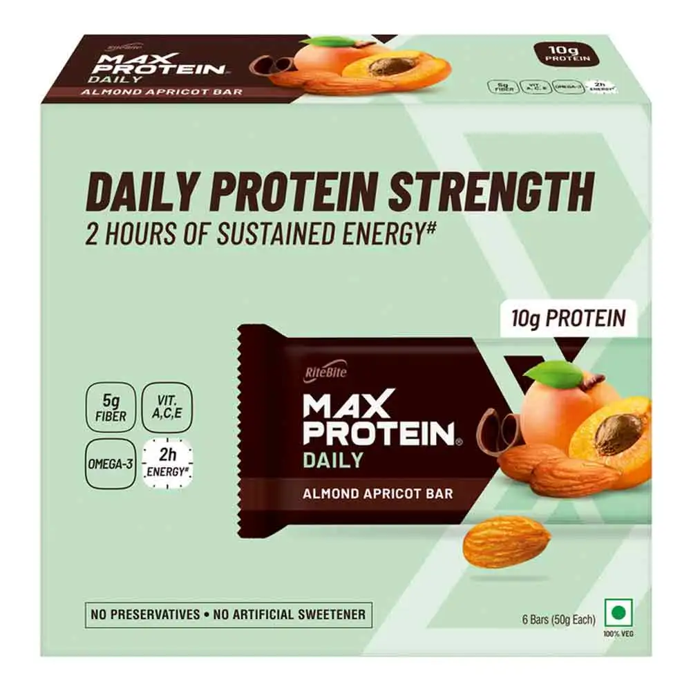 RiteBite Max Protein Daily Bar (10g Protein),  6 bar(s)  Almond Apricot