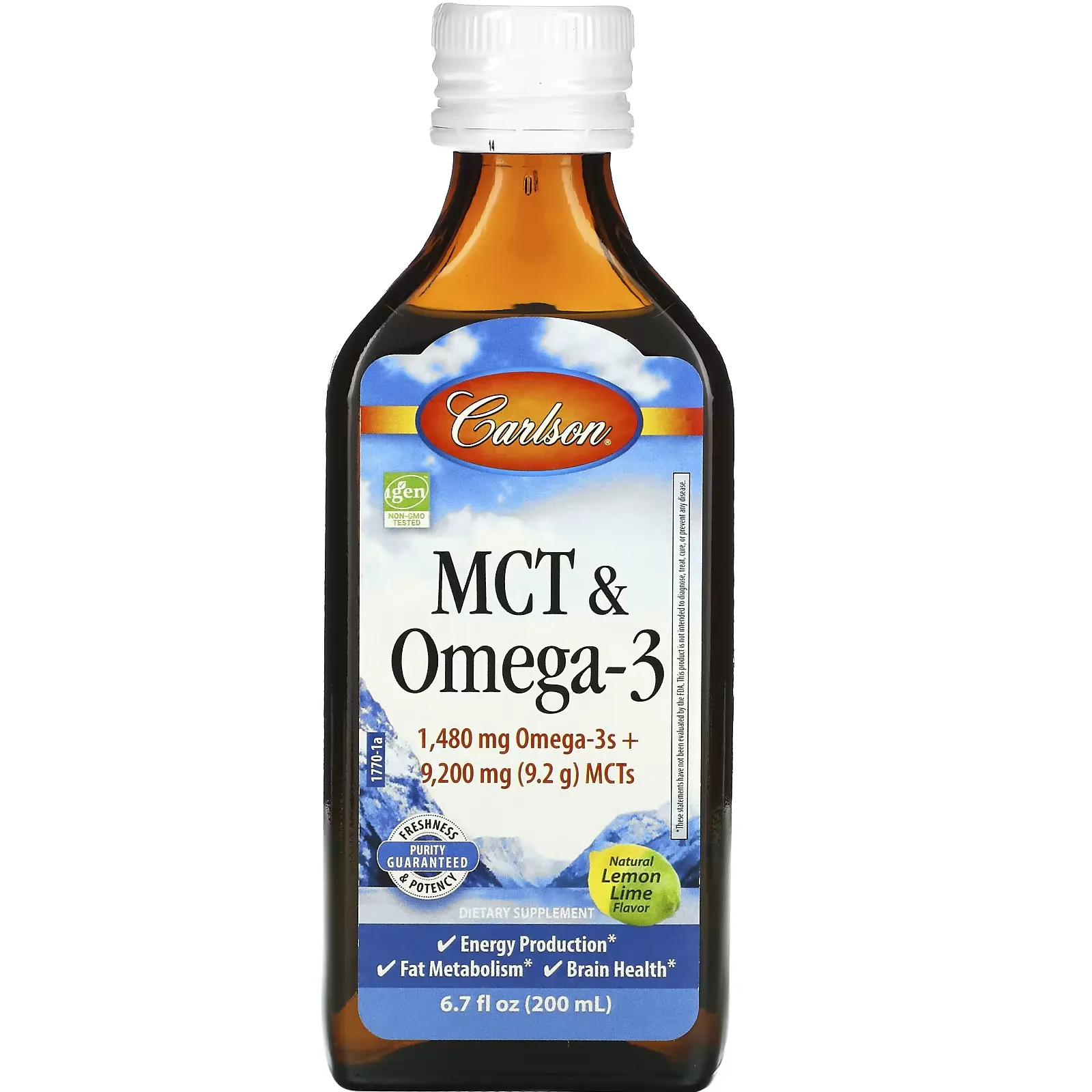 MCT & Omega-3, Natural Lemon Lime,  6.7 fl oz (200 ml)