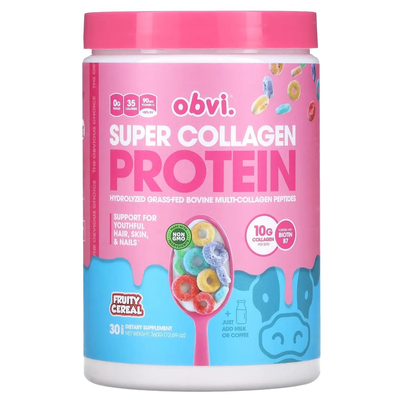 Super Collagen Protein, Fruity Cereal, 12.69 oz (360 g)