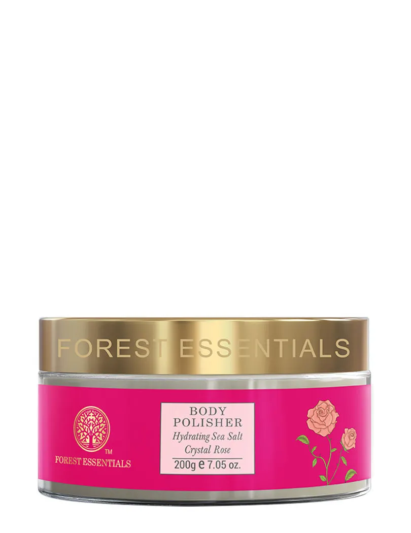 Forest Essentials Ayurvedic Body Polisher Hydrating Sea Salt Crystal Rose