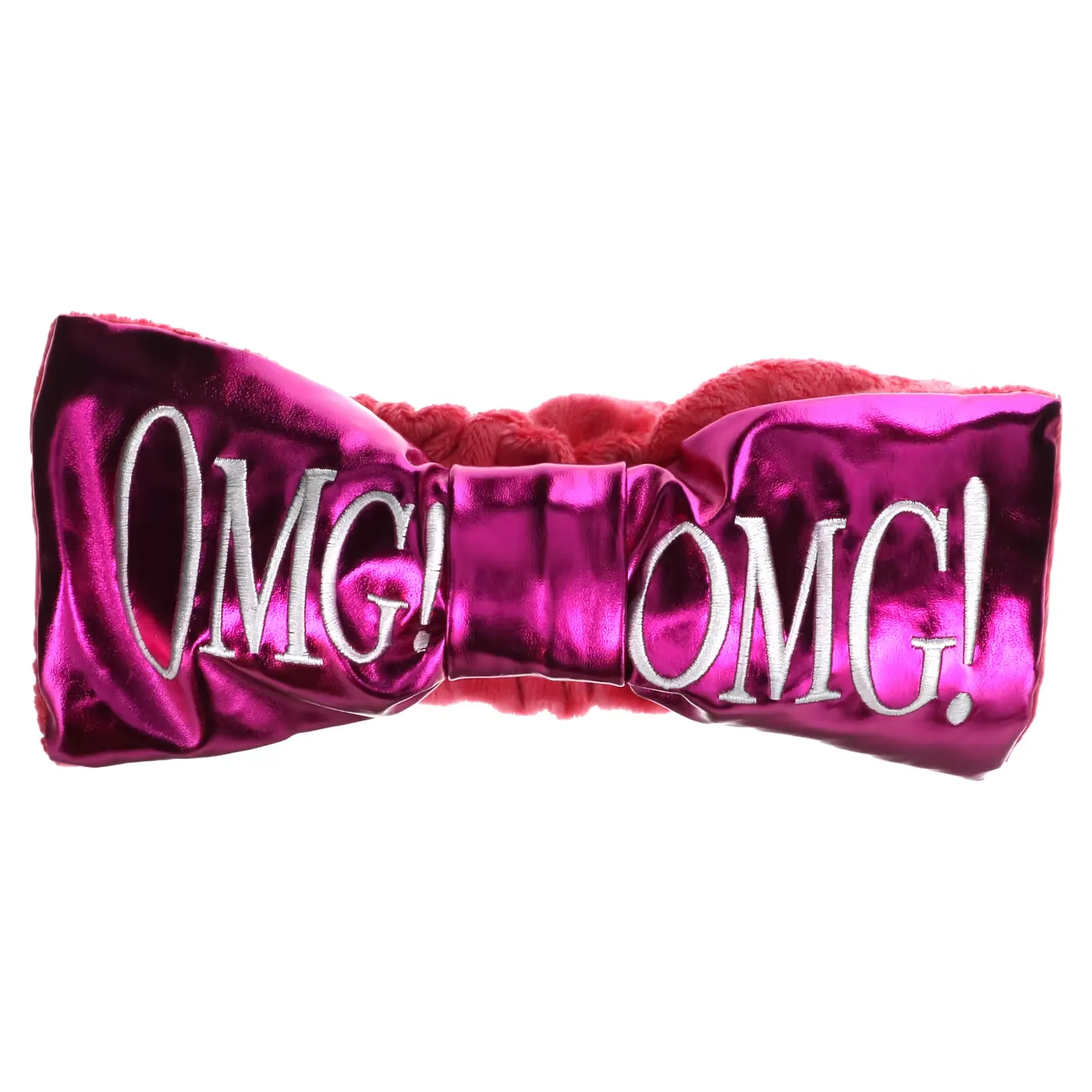 OMG! Reversible Mega Hair Band, Hot Pink Plush & Hot Pink Platinum, 1 Piece