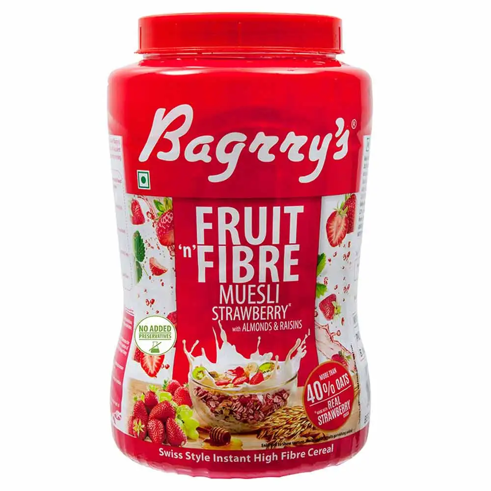 Bagrrys Fruit n Fibre with Almonds & Raisins Muesli,  1 kg  Strawberry