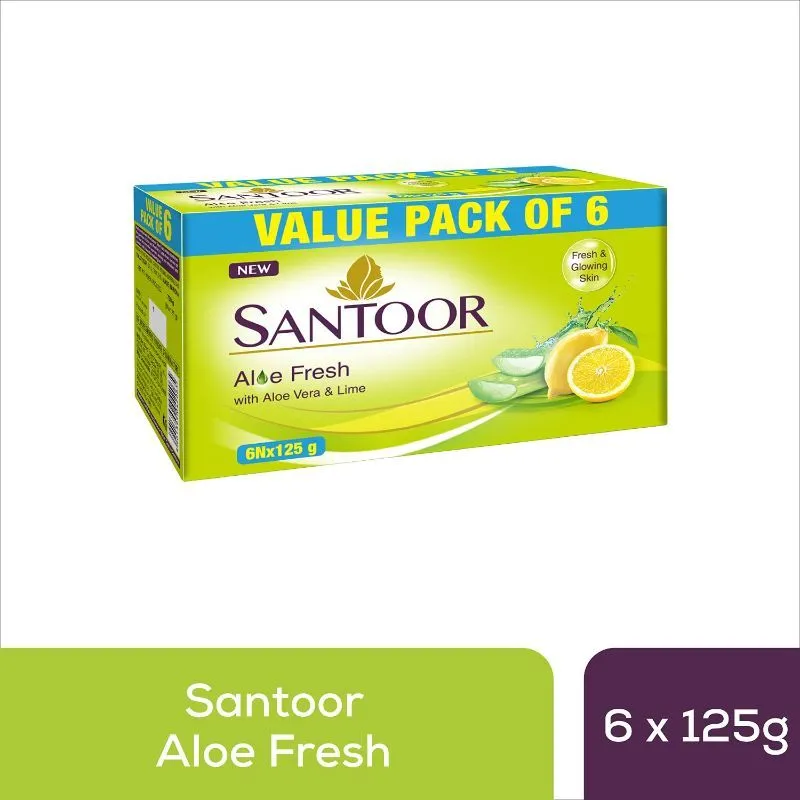 Santoor Aloe Fresh Soap (Pack Of 6)